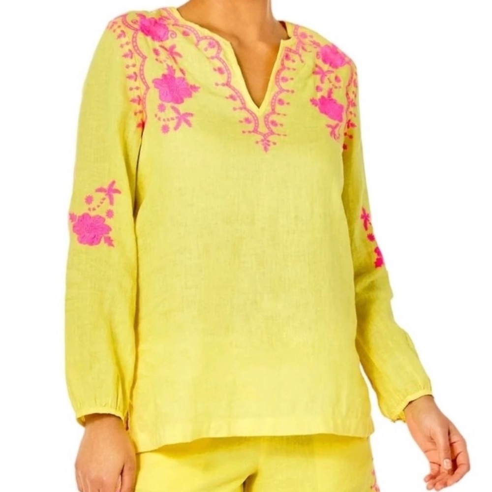 Brand New LILLY PULITZER Coby Linen Tunic Calla Yellow